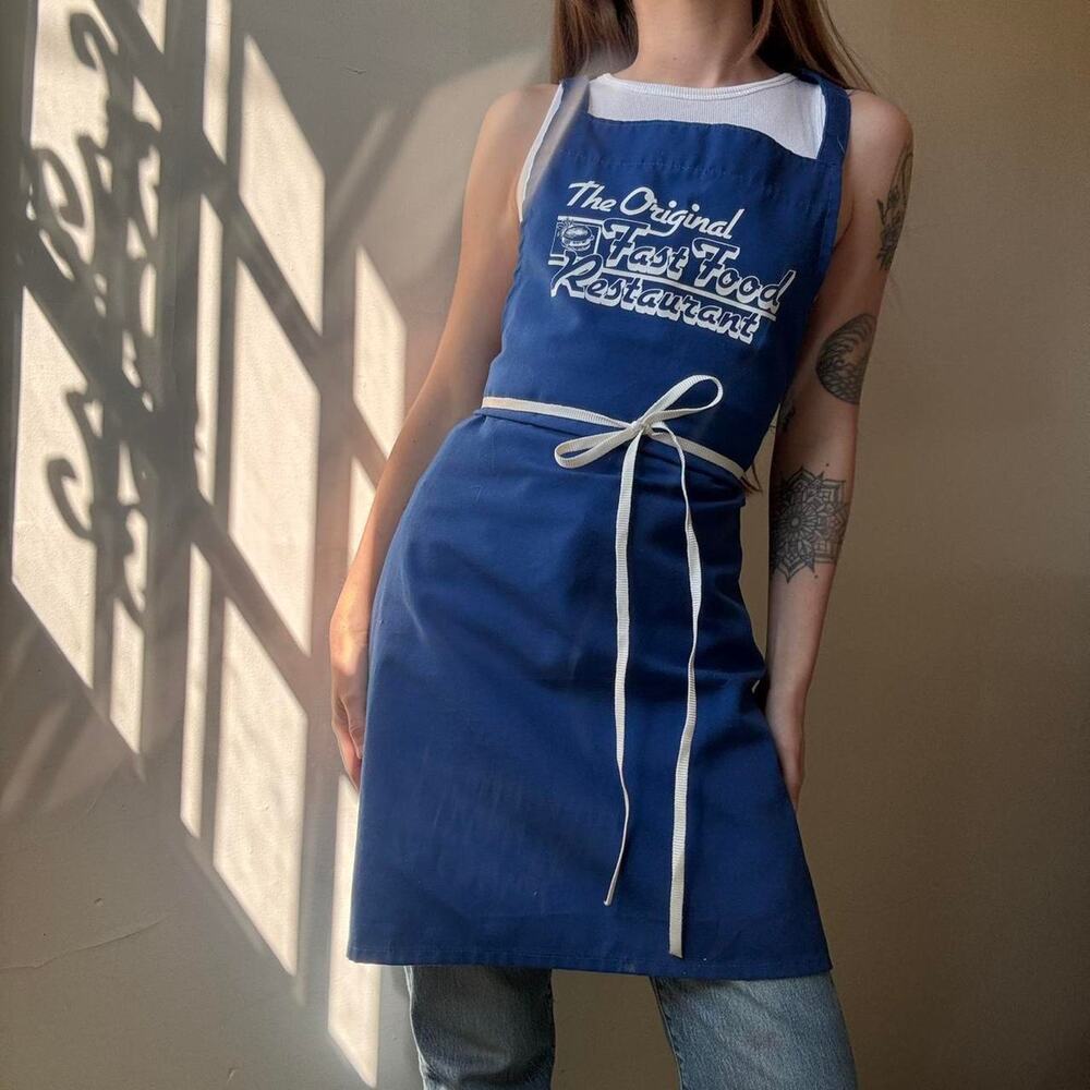 Vintage Royal Blue Apron Original Fast Food Restaurant